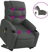 Elektrischer Massagesessel mit Aufstehhilfe Dunkelgrau Stoff