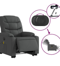 Elektrischer Massagesessel mit Aufstehhilfe Dunkelgrau Stoff