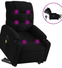 Elektrischer Massagesessel mit Aufstehhilfe Schwarz Stoff