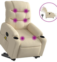 Elektrischer Massagesessel mit Aufstehhilfe Creme Stoff