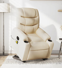 Elektrischer Massagesessel mit Aufstehhilfe Creme Stoff