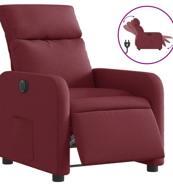Relaxsessel Elektrisch Weinrot Stoff