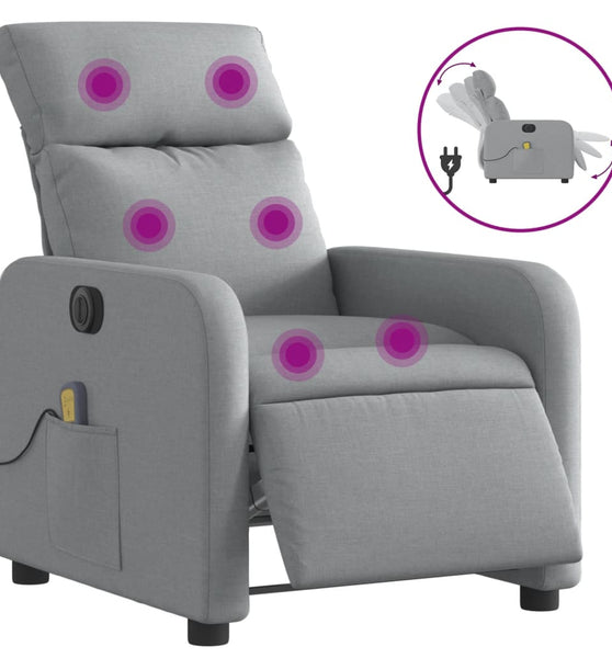 Massagesessel Elektrisch Hellgrau Stoff