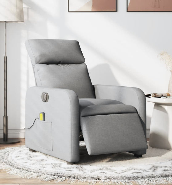 Massagesessel Elektrisch Hellgrau Stoff