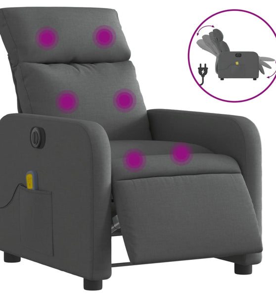 Massagesessel Elektrisch Dunkelgrau Stoff