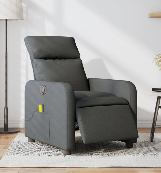 Massagesessel Elektrisch Dunkelgrau Stoff