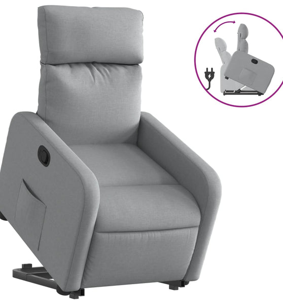 Relaxsessel mit Aufstehhilfe Hellgrau Stoff