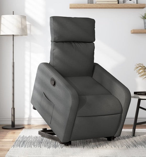 Relaxsessel mit Aufstehhilfe Dunkelgrau Stoff