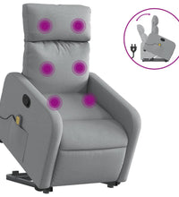 Massagesessel mit Aufstehhilfe Hellgrau Stoff