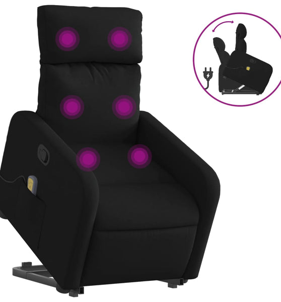 Massagesessel mit Aufstehhilfe Schwarz Stoff