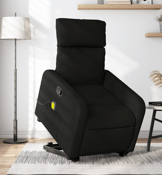 Massagesessel mit Aufstehhilfe Schwarz Stoff