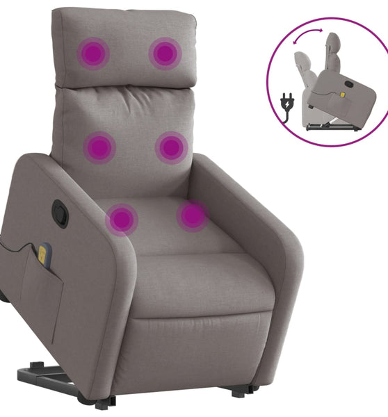 Massagesessel mit Aufstehhilfe Taupe Stoff