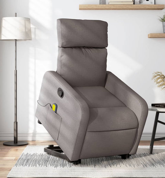 Massagesessel mit Aufstehhilfe Taupe Stoff