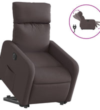 Relaxsessel mit Aufstehhilfe Elektrisch Dunkelbraun Stoff