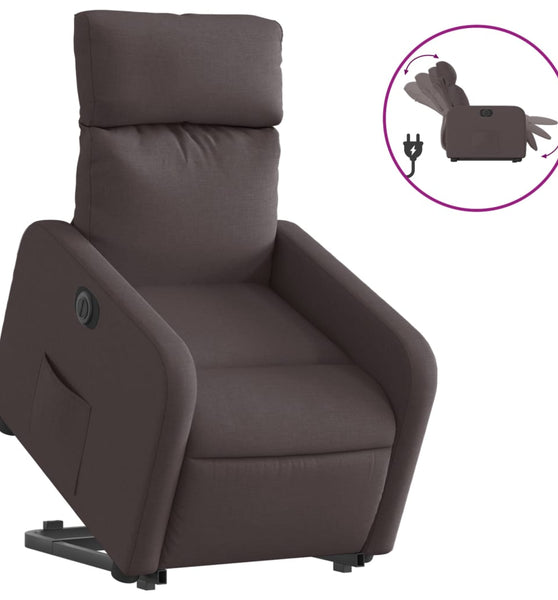 Relaxsessel mit Aufstehhilfe Elektrisch Dunkelbraun Stoff