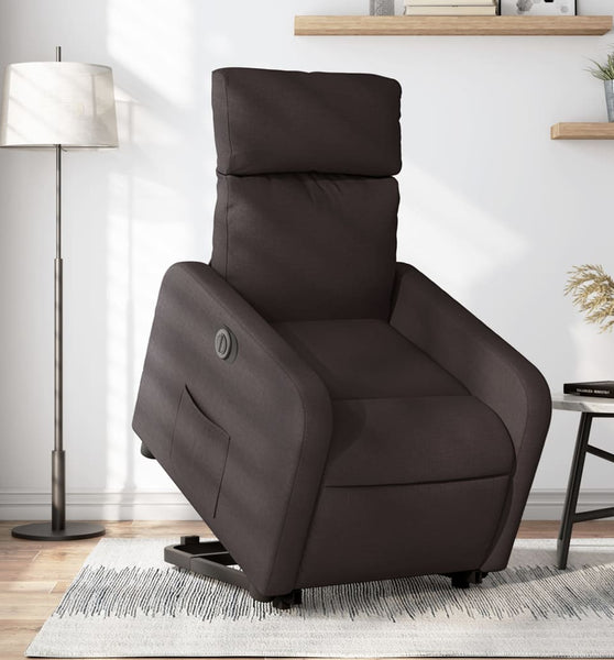 Relaxsessel mit Aufstehhilfe Elektrisch Dunkelbraun Stoff