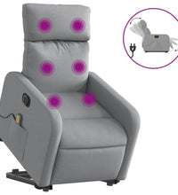 Elektrischer Massagesessel mit Aufstehhilfe Hellgrau Stoff