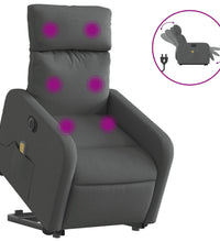 Elektrischer Massagesessel mit Aufstehhilfe Dunkelgrau Stoff