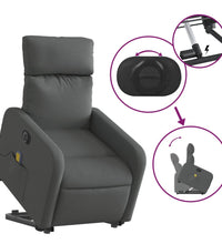 Elektrischer Massagesessel mit Aufstehhilfe Dunkelgrau Stoff