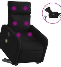 Elektrischer Massagesessel mit Aufstehhilfe Schwarz Stoff