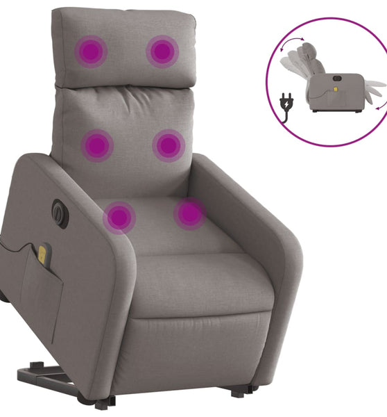 Elektrischer Massagesessel mit Aufstehhilfe Taupe Stoff