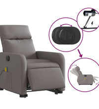 Elektrischer Massagesessel mit Aufstehhilfe Taupe Stoff