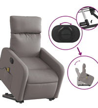 Elektrischer Massagesessel mit Aufstehhilfe Taupe Stoff