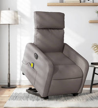 Elektrischer Massagesessel mit Aufstehhilfe Taupe Stoff