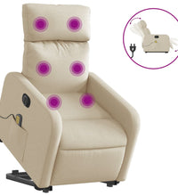 Elektrischer Massagesessel mit Aufstehhilfe Creme Stoff