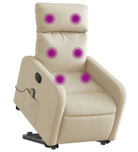 Elektrischer Massagesessel mit Aufstehhilfe Creme Stoff