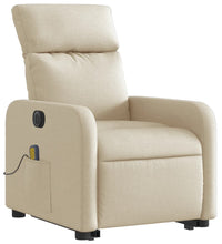 Elektrischer Massagesessel mit Aufstehhilfe Creme Stoff