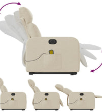 Elektrischer Massagesessel mit Aufstehhilfe Creme Stoff