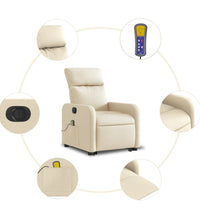 Elektrischer Massagesessel mit Aufstehhilfe Creme Stoff