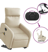 Elektrischer Massagesessel mit Aufstehhilfe Creme Stoff