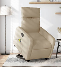 Elektrischer Massagesessel mit Aufstehhilfe Creme Stoff
