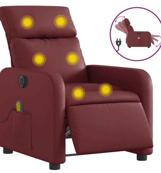 Massagesessel Elektrisch Weinrot Kunstleder