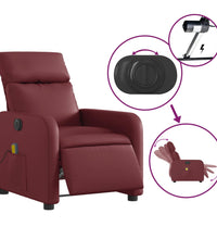 Massagesessel Elektrisch Weinrot Kunstleder