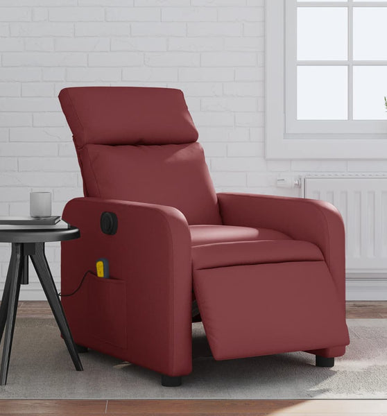 Massagesessel Elektrisch Weinrot Kunstleder