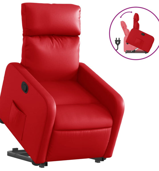 Relaxsessel mit Aufstehhilfe Rot Kunstleder