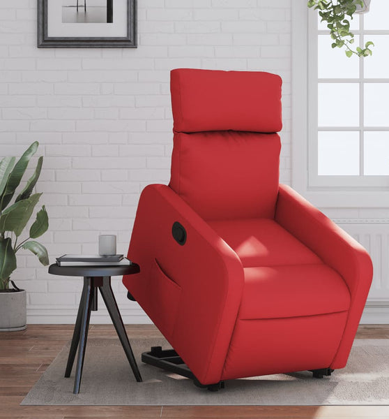 Relaxsessel mit Aufstehhilfe Rot Kunstleder
