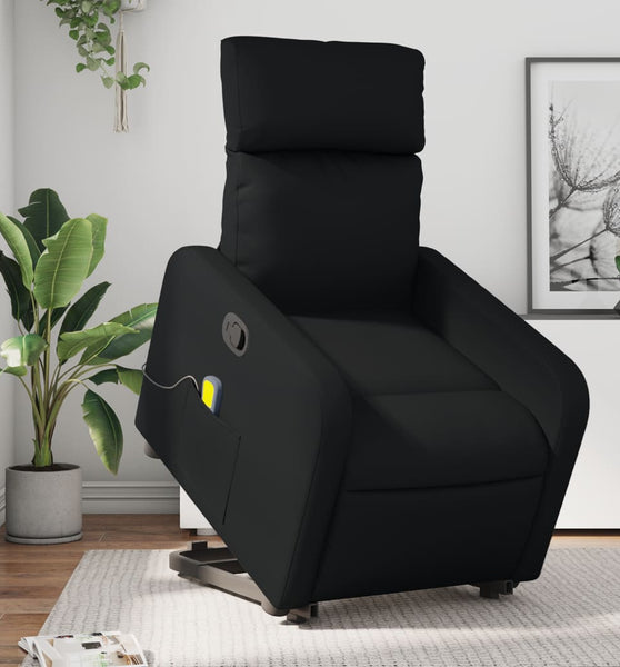 Massagesessel mit Aufstehhilfe Schwarz Kunstleder