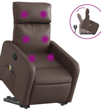 Massagesessel mit Aufstehhilfe Braun Kunstleder