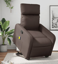 Massagesessel mit Aufstehhilfe Braun Kunstleder