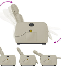 Massagesessel mit Aufstehhilfe Elektrisch Creme Kunstleder