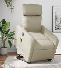 Massagesessel mit Aufstehhilfe Elektrisch Creme Kunstleder