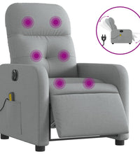 Massagesessel Elektrisch Hellgrau Stoff