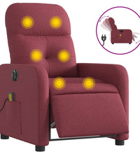 Massagesessel Elektrisch Weinrot Stoff