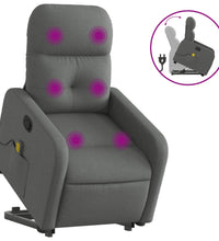 Massagesessel mit Aufstehhilfe Dunkelgrau Stoff