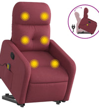 Massagesessel mit Aufstehhilfe Weinrot Stoff