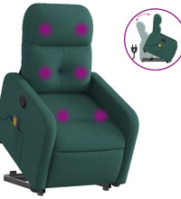 Massagesessel mit Aufstehhilfe Dunkelgrün Stoff